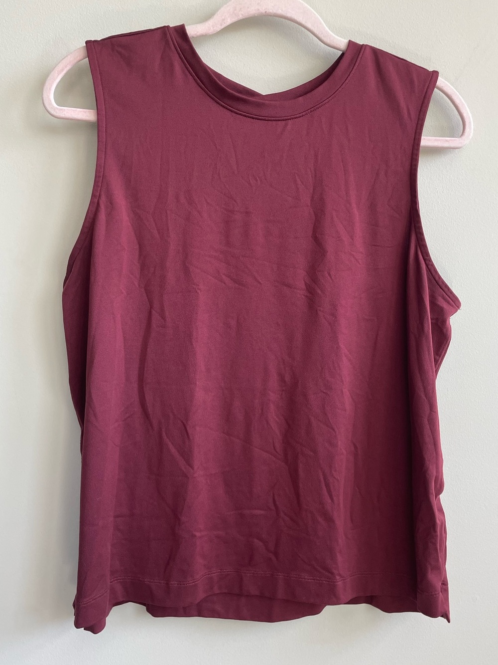 Prana Sleeveless Muscle Tee Burgundy Tank Top Sporty Workout Tee